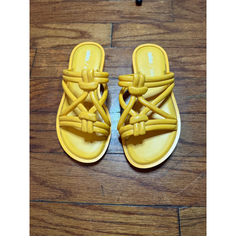 Melissa x Salinas Yellow‎ Jelly Knotted Strappy Slide Sandals Vegan Womens 6